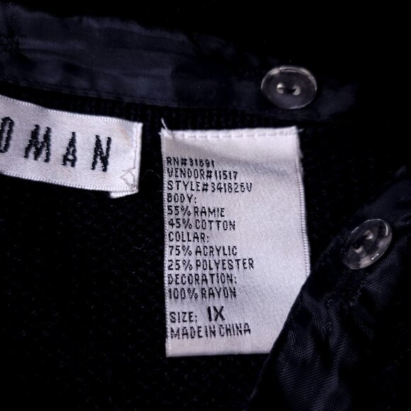 Vintage Vj Woman Christmas Sweater 1X Faux Fur Collar Embroidered Nutcracker - Picture 6 of 6